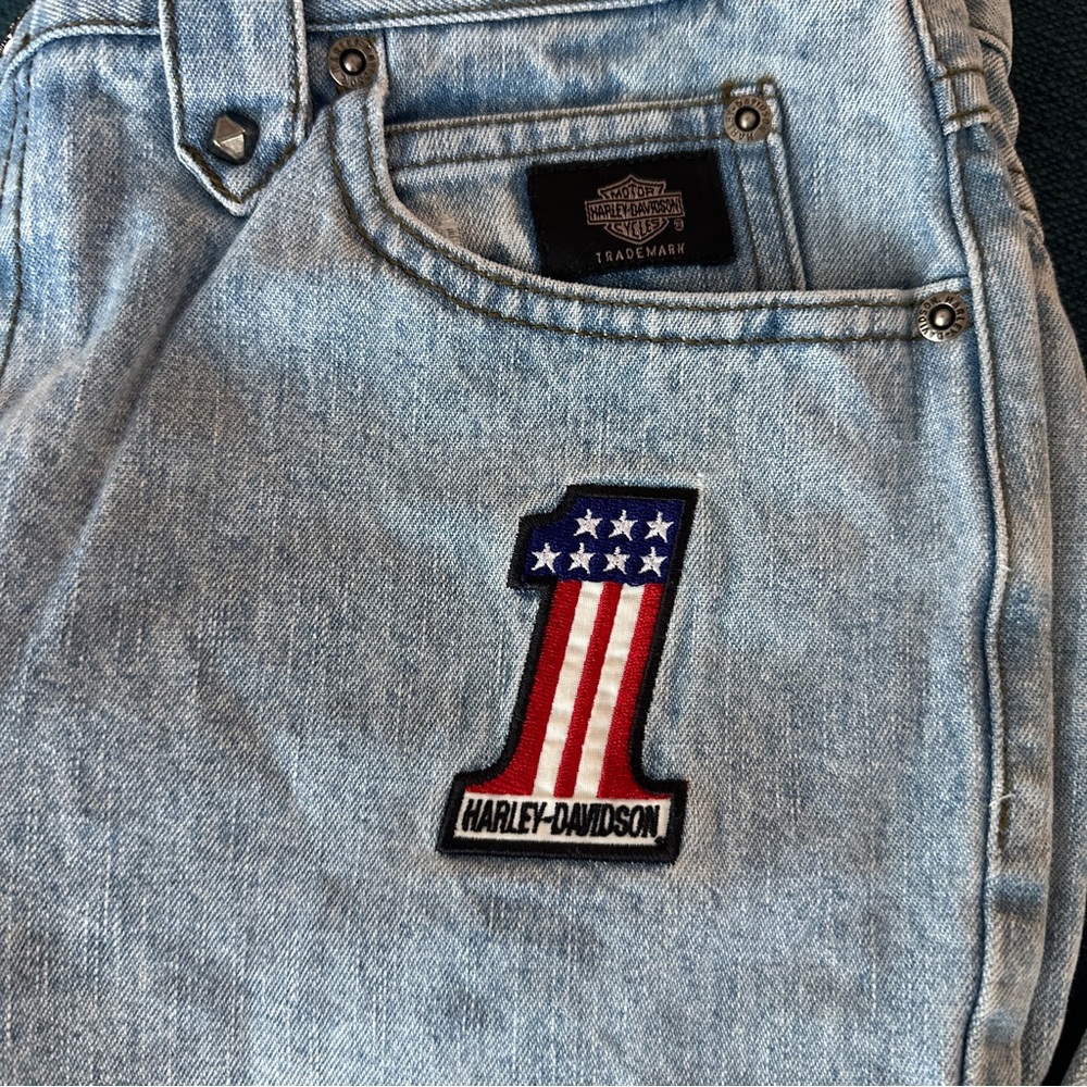 Harley Davidson Vintage Y2K 2004 Denim Women's Jeans US Size 6 Patchwork Grunge - Picture 2 of 7